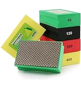 BSRTTOOL Diamond Sanding Blocks Hand Pads Foam Backing for Tile Stone Marble Concrete Ceramics Gr...