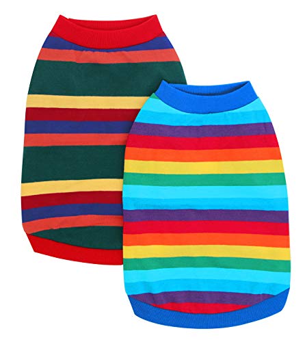 PetVougue Dog Summer Shirts Striped Vest Pet Soft Cotton Clothes for Small Medium Large Girl Boy Dogs,M