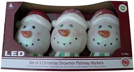 LED CHRISTMAS SNOWMEN 3 PIECE PATHWAY MARKERS