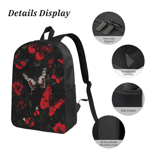 Gothic Butterfly Backpacks 3 Pcs Cute Lightweight Daypack with Fun Graphic Cartoon Print for Daily Commute4