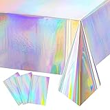 Verleihen Sie Ihrer Party etwas Glanz mit unserem 4er-Pack glitzernder, schillernder Kunststoff-Tischdecken. Jede Tischdecke misst 137 x 274 cm und passt auf jeden rechteckigen Tisch mit einer Länge von bis zu 243 cm.