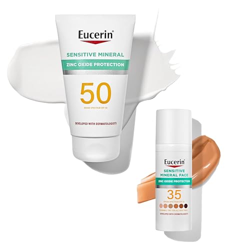 Eucerin Sun Sensitive Mineral Sunscreen Lotion SPF 50, Hypoallergenic, Fragrance Free Sunscreen with Zinc Oxide Protection, 4 Fl Oz Tube