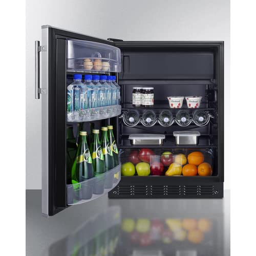 Summit Ct66bk2ssadalhd 24” Wide ADA Under Counter Refrigerator-Freezer 4.9 Cu.Ft. Made In Europe With Automatic Defrost Operation, Reversible Stainless-Steel Door, Black Interior (ADA Left Hand Door) on Fridge.com - View 2