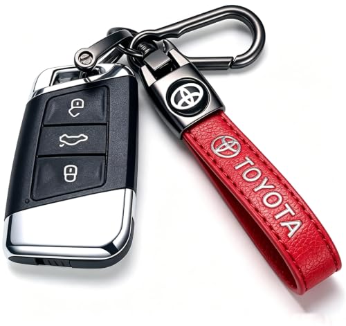 Image of Leather car Keychain 01 Set for Men and Women Family Present Keychain Key Ring Lanyard (red)
