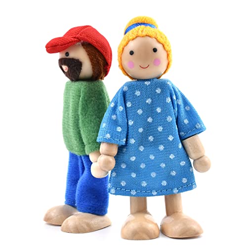 Juego de Muñecos Familia de Madera para Casa de Muñecas miniatura 3
