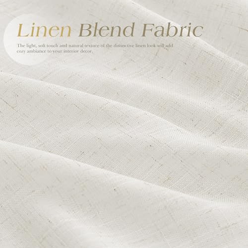 Image of Nanspring Neutral Linen Curtains 102 Inches Long Extra Long for Living Room Grommet Sunlight Filtering Minimalist Room Curtain Privacy Aesthetic Modern Elegant Boho 2 Panel Sheer Window Drapes 52x102