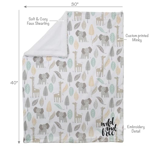 Image of Lambs & Ivy Jungle Friends Elephant /Giraffe Safari Soft Fleece Baby Blanket