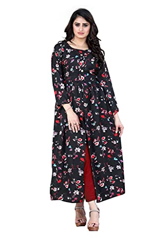 Image of H.E HAMZA ENTERPRISER Printed Crepe Material Brown Western Dress For Women