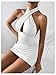 SOLY HUX Women's Criss Cross Halter Mini Dress Sleeveless Tie Backless Bodycon Summer Dresses Pure White Medium