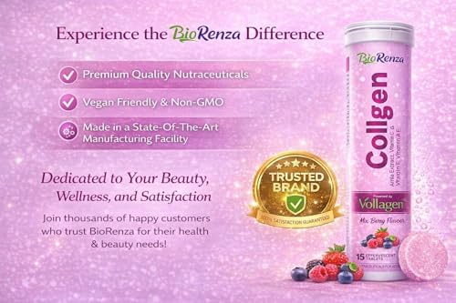 Image of Collagen Effervescent Tablets, Mix Berry Flavour, with Hyaluronic Acid, Vitamin C, Amla Extract, Vollagen, 15 Tablets (3)