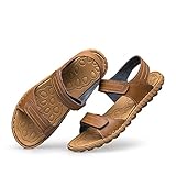 NOOFIE Leder Sommersandalen Herrenschuhe Atmungsaktiv Antirutschige Strandpantoffeln Männliche Mode Outdoor Schuhe Damen (Farbe: Braun, Größe: 44 Code) (Braun 40 Code)