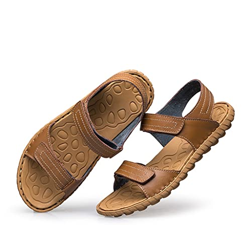 YMGSCC Leather Sandals Men Shoes Breathable Antiskid Beach Slippers Sandalias Male Fashion Outdoor Footwear(39 Code)