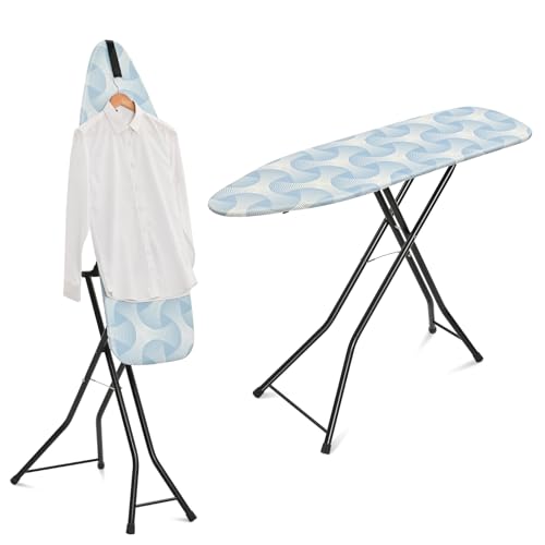APEXCHASER Ironing Board, Full Size Steam Iron Board,Large Heavy-Duty Sturdy Metal, Dual-use for Both Flat and Steam Iron Foldable Ironing Board with Heat Resistant Cover, 14x48, Blue