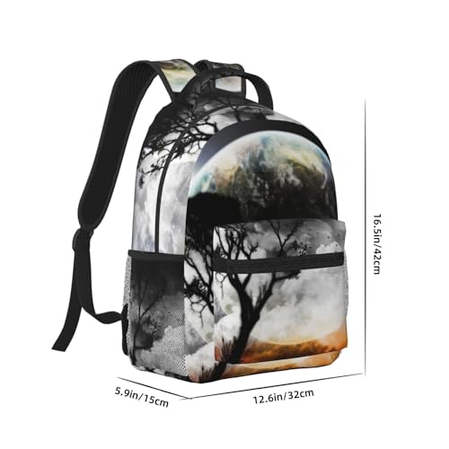 Sac à dos imprimé Planet View pour étudiant noir imperméable