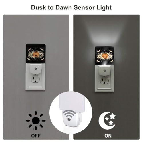 Image of Halloween Pumpkins LED Plug-in Night Lamp Set of 2 for Bathroom