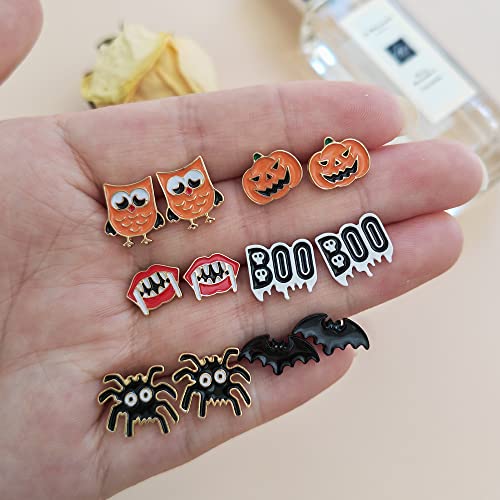 20 Pairs Hypoallergenic Halloween Earrings For Girls Cute Stud Earrings Sets Halloween Earrings For Women Teen Girls Pumpkin Spider Bat Black Cat Ghost Witch Candy Spooky Earrings Halloween Jewelry Fall Earring Set #TOP4