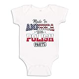 Polish American Made in America with Polish Parts Baby Bodysuit Infant One Piece NB White