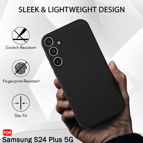 Image of TheGiftKart Sleek Back Cover Case for Samsung Galaxy S24 Plus 5G | Slim Fit Protective Design | Ultra Matte Finish | Camera Protection Bump | Soft Back Cover for Samsung S24 Plus (Silicone, Black)