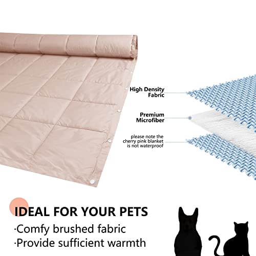 Zzfocus Puffy Camping Blanket,Lightweight Packable Down Alternative Throw Blanket Waterproof Windproof For Outdoors, Travel, Beach, Airplane, Hiking 35X59’’ Cherry Pink #TOP3