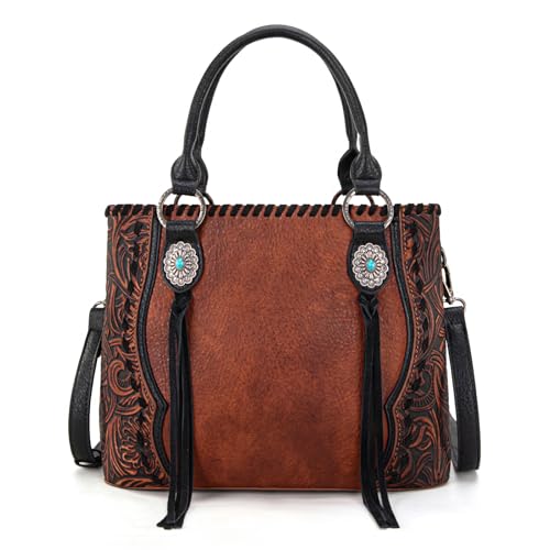Trinity Ranch Western Tote Bag for Women Floral Tooled Vintage