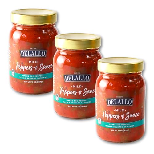 Top 10 Picks for the Best Jar Sauce for Sausage and Peppers 10 DeLallo Peppers & Sauce, Mild Homestyle Tomato Sauce with Chunky Bell Peppers, Made in Small Batches, Gourmet Ingredient for Italian Sausage, Pasta, and Soups, Non-GMO, 16 oz Jar, (3 Pack)
