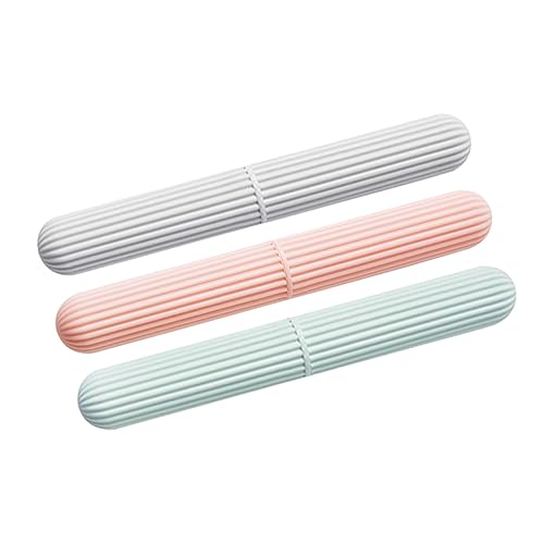 Ipetboom 3pcs Portable Plastic Toothbrush Case Travel Toothbrush Box with Colors Lightweight Toothpaste Storage Holder for Business Trips and Home Use Color