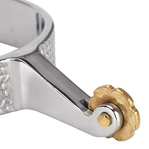 Sporen aus Edelstahl Retro Pferdesporen, 8 cm Innendurchmesser, Western Sporen, Pferdestiefel Sporen, Western Edelstahl Roping Sporen mit Messing Zahnrad Sporen Dekoration