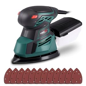 POSENPRO 130W Deltaschleifer, Dreieckschleifer 13500 OPM Schleifmaschine mit Absaugung, Multischleifer Effiziente mit 12PCS Schleifpapier, Ideal für Holz, Kunststoff und Metall