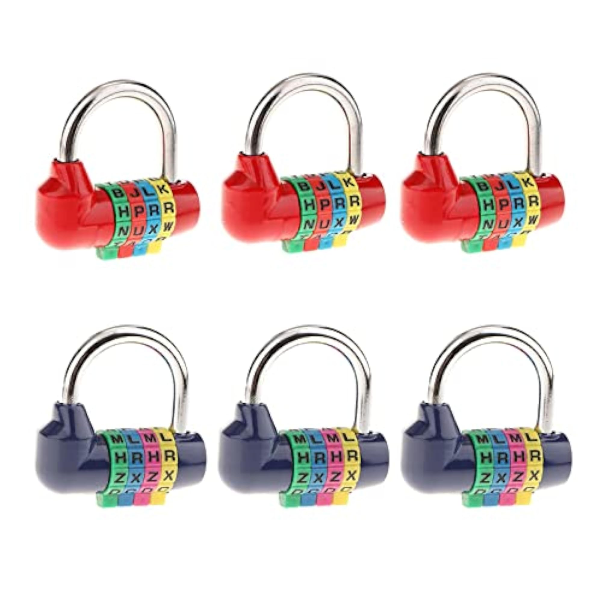 6pcs 4 Digit Dial Combination Padlock Set