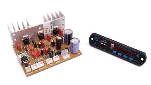 Image of Electronicspices Combo of Audio Amplifier Board 100W with Bass Boost Support TDA2030 Based and Bluetooth FM Audio Player Decoder with Remote Kit