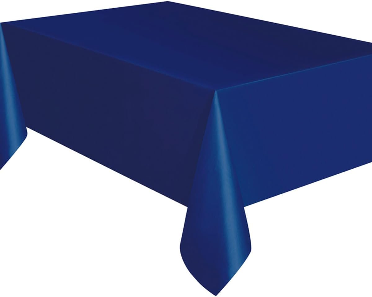 Unique Navy Blue Plastic Table Cover Disposable Party Tablecloth Protects Against Spills Stains and Drink Rings for Birthday Fundraiser Graduation Hanukkah Celebration Table Décor