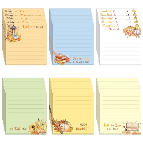 30 Pack Fall Bible Sticky Notes - 600 Sheets Christian Notepads Thanksgiving Sticky Notes Religious Bible Verse Quotes Notepads for Message Reminder Fall Thanksgiving Gifts