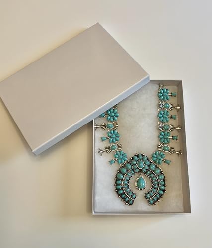 Turquoise western squash blossom women's statement necklace2