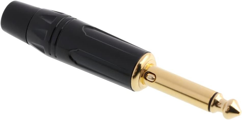 1/4" 6.35mm 2-Conductor Mono Straight Guitar Silent Plug Gold Plated Mono Audio Connector Guitar/Speaker Silent Plug (10PCS)