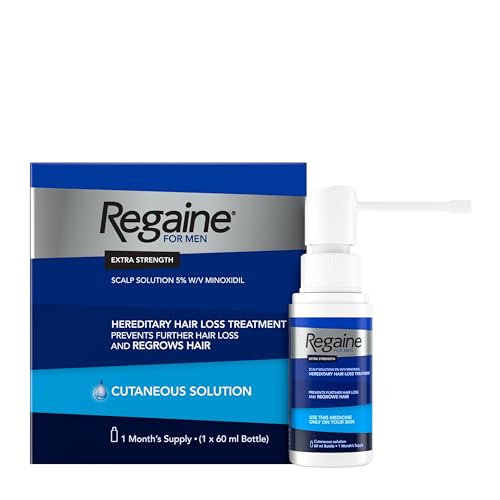 Regaine for Men 5% Minoxidil Extra Strength Scalp Solution for Hair Regrowth (1x 60ml) Scientifically Proven to Help Stop and Reverse Hereditary Hair Loss Revitalise Hair Follicles