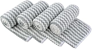KinHwa Microfibre Hand Towels Ultra Soft Hand Towels for Bathroom Super Absorbent Bath Towels with Wave Stripe Ideal for Hair Spa Sports and Travel 30inch x 16inch 4 Pack Greyish-green