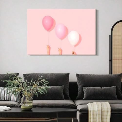 Toile murale ballons roses douceur et légèreté déco chambre et bureau - 4