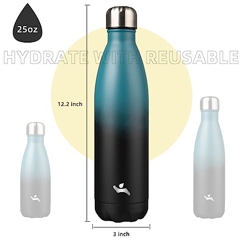 Image of Konokyo Insulated Water Bottles,25 oz Double Wall Stainless Steel Vacumm Metal Flask for Sports Travel,Indigo Black