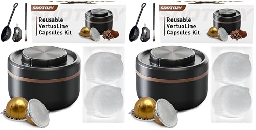 Image of Reusable Vertuo Capsule Pods Kit for Nespresso with 100PC AL Foil Seals Lids, Refillable Coffee Pods for VertuoLine Compatible with Nespresso VertuoPlus Espresso Machine (Pack of 2)