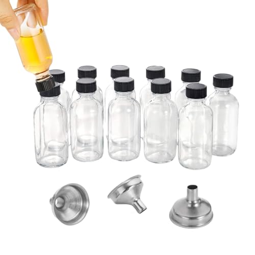 Genérico Botellas De De Vidrio Reutilizables - Kit Funcional, Botellas De Chupitos De Jengibre, 12 Frascos De Contenedores De Chupitos De Jengibre | Latas Dispensadoras De A Prueba De Fugas De 2 Oz