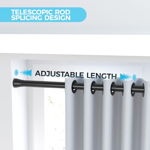 Image of Spring Tension Rod Shower Curtain Rod 30 to 64 Inches 2PCS, Black Expandable Tension Rods for Window Wardrobe Doorway Kitchen