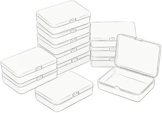 LJY 12 Pieces Rectangular Empty Plastic Storage Containers with Lids for Small Items and Other Craft Projects, 115 x 85 x 28 mm (Frosted White)