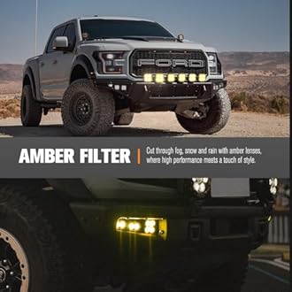 LIGHTFOX 5 Inch LED Pod Lights, 2 PCS 12V/24V 14,106LM(Pair) with Amber Backlight, Optic Lens for Switching Spot Beam Combo Beam, IP68 Off-Road Driving Lights for 4x4 4WD Trucks ATVs UTVs SUVs