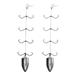 Cuoyuqie 2pcs Handmade Turtle Hook Rig Set Multi-Hook Snell Rig for Bottom Fishing (60g 2pcs)