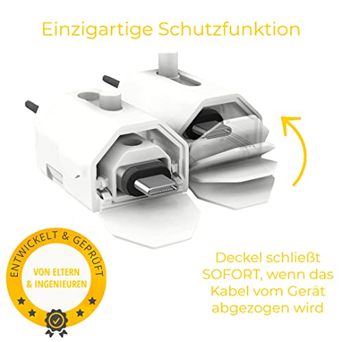 GADGETTO 2 x zabezpieczenie przed dziećmi kabel do ładowania biały zabezpieczenie przed zagięciem zabezpieczenie przed dziećmi prezent dla kobiet ciężarnych i rodziców osłona bezpieczeństwa USB ochrona kabli i kontaktów