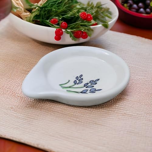 Image of Malaikah Ceramic Spoon Rest Leaf Pack of 1 for Home, Kitchen, Dining, Kitchen Decor & Gifting