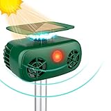 Ultrasonic Animal Repellent Outdoor ,Solar Outdoor Animal Repeller,Animal Deterrent Devices Outdoor,5 Modes to Repel Dog,Cat,Squirrel, Raccoon,Rabbit, Fox,Bird,Mice with Led Flash Lights & Alarm