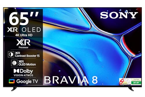 Sony BRAVIA 8 Series 164 cm (65 inches) 4K Ultra HD AI Smart OLED Google TV K-65XR80 (Black)-3 Years Warranty for Limited Period