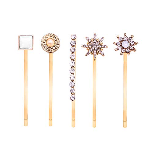 10 PCS Bobby Pins Set Rhinestone Bobby Pin Pearl Metal Hair Clip Crystal Decorative Bobby Pins for Women. (Color 2)