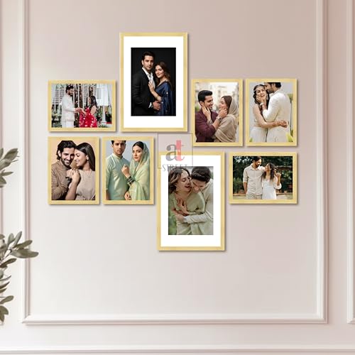 Image of Art Street Photo Frame Set of 8 Beige Wall Decor Collage Display Hanging Family Picture Frames Gallery Collection Decor Items Wall Mount Frames Birthday Anniversary, 8x12 and 12x16 In